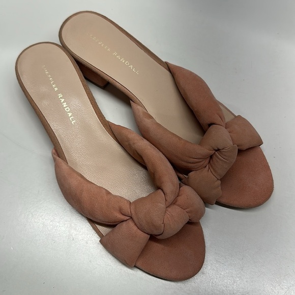 Loeffler Randall Elsie Suede Knot Slide Open Toe Sandal Shoes Pink Size 9.5 - Picture 4 of 9